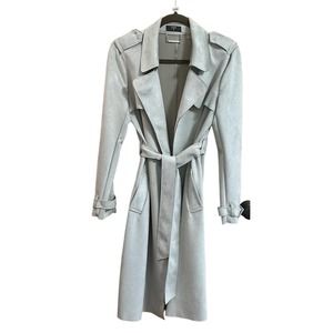 NWOT, T Tahari Women’s Taupe Faux Suede Size Small Long Coat